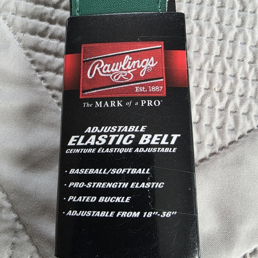 NWT Rawlings Adult Baseball/Softball Adjustable Elastic Belt In Dark Green
